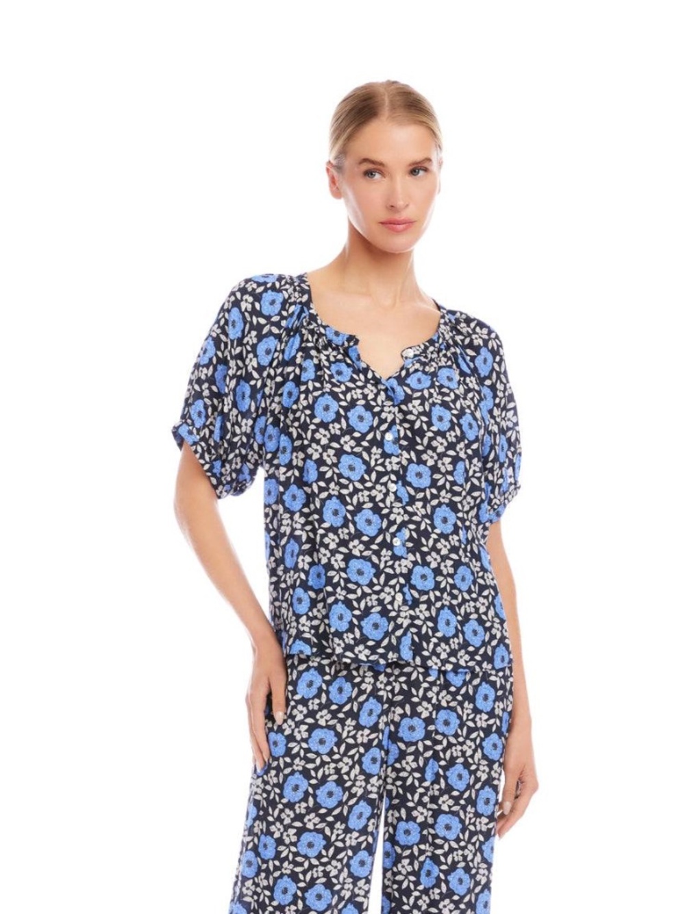 Karn Kane Puff Sleeve Peasant Top
